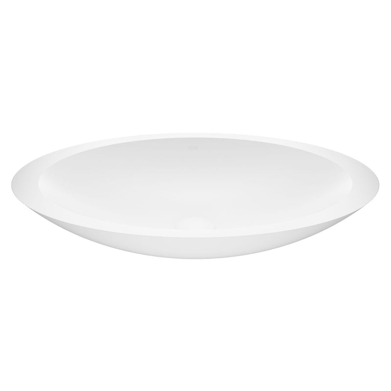 VIGO Wisteria Matte Stone Circular Vessel Bathroom Sink/Basin with Deep Bowl, White G3