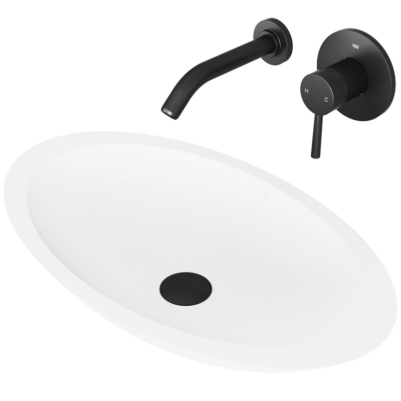 VIGO Wisteria White Bathroom Sink Set with Matte Black Olus Faucet P7