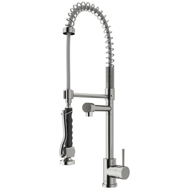 VIGO Zurich Single Handle Pull Down Spray Kitchen Faucet, Stainless Steel R5