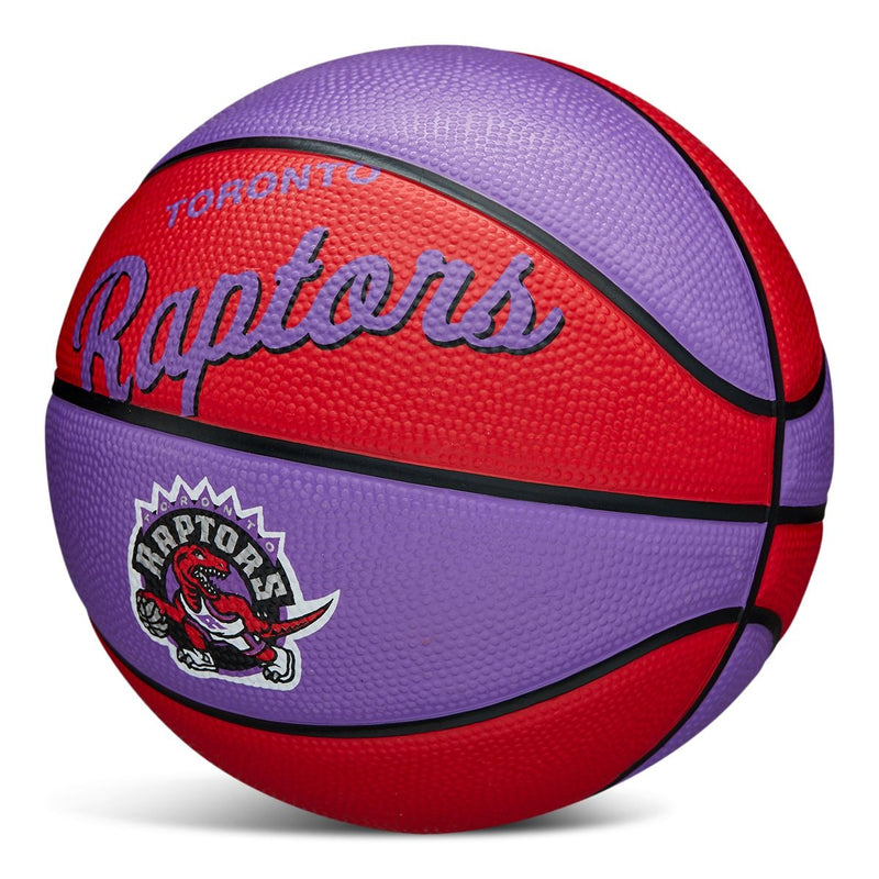 Wilson NBA Toronto Raptors Kids' Mini Outdoor Basketball, Size 3 (22.5-in), Purple/Red U0