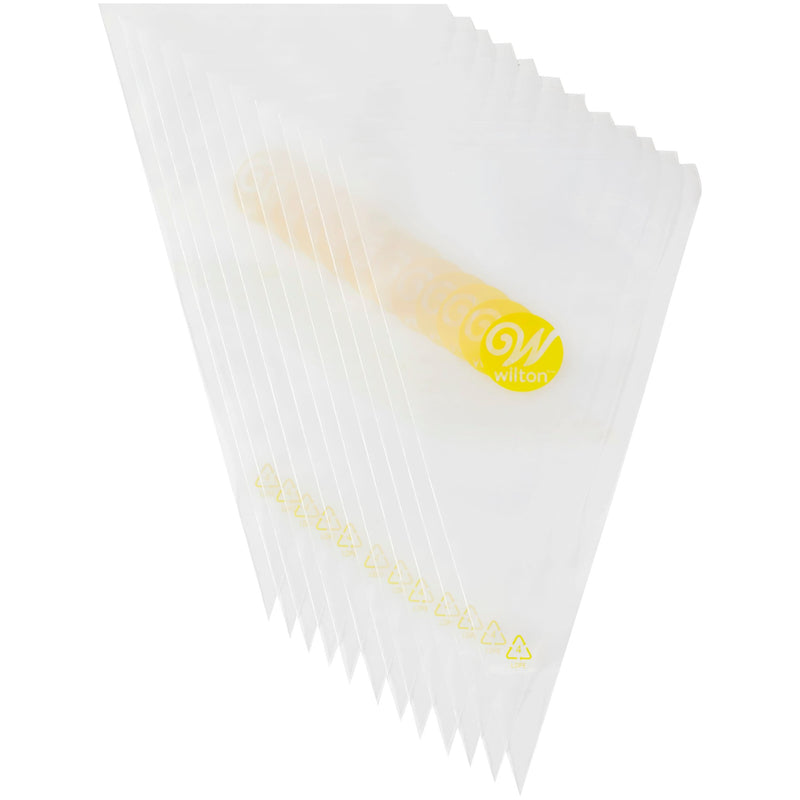 Wilton Disposable Piping Decorating Bag, Clear, 12-pk, for Baking/Cake Decoration G6
