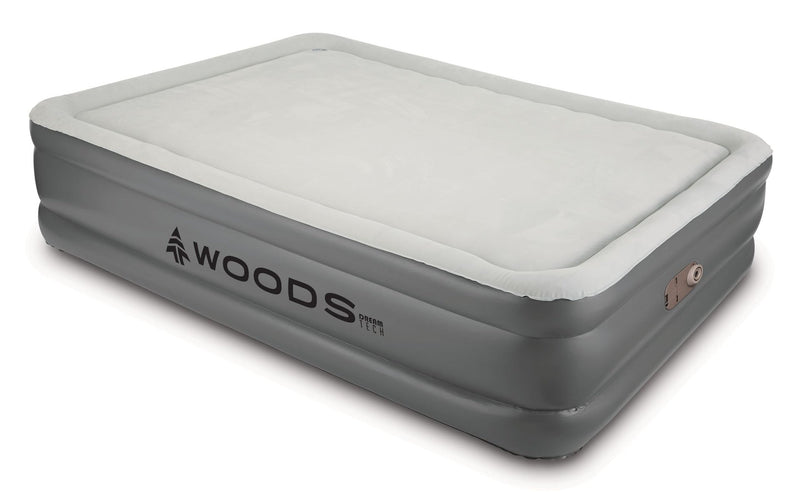 Woods Tritech Memory Foam Double-High Queen Air Mattress with Built-In 120V Pump X0