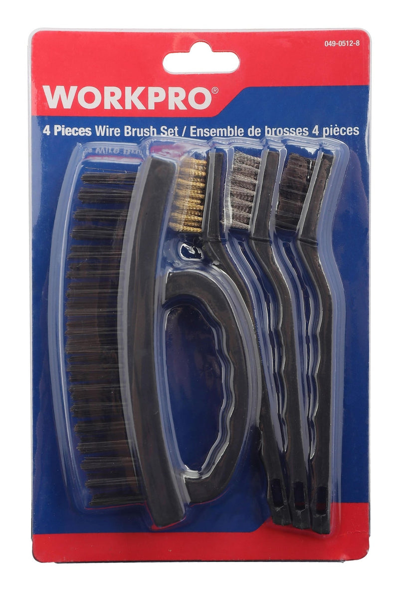 Workpro Carbon Steel Wire Cleaning Brush Set, Removes Paint, Rust & Dirt From Metal, 4-pc Q5