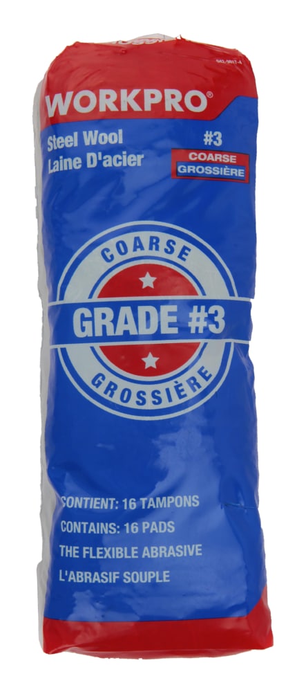 Workpro Steel Wool Pads, Surface Cleaning, Paint Removal & Restoration, Coarse Grade 3, 16-pk H1