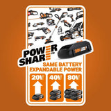 WORX WG779 40V Power Share Cordless Mulching Poly Lawn Mower, 14-in
