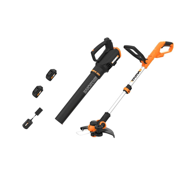 WORX WG929 20V Power Share Cordless Grass Trimmer & Leaf Blower Combo Kit K5
