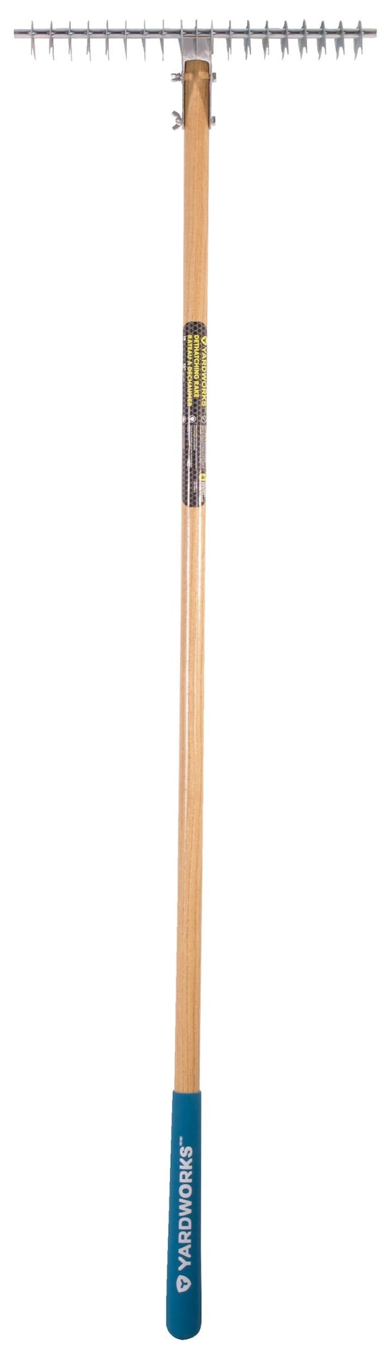 Yardworks 15-in Wide Metal 19-Tine Thatch Rake, 54-in Ash Wood Shaft B4