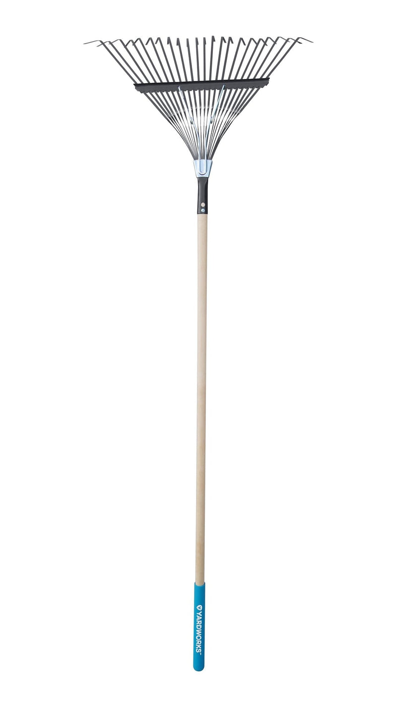 Yardworks 22-in Wide Metal 22-Tine Leaf Rake, 48-in Hardwood Shaft M9