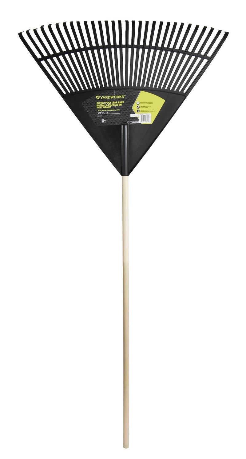 Yardworks 30-Tine Jumbo Leaf Rake with Hardwood Shaft, 30-in J1