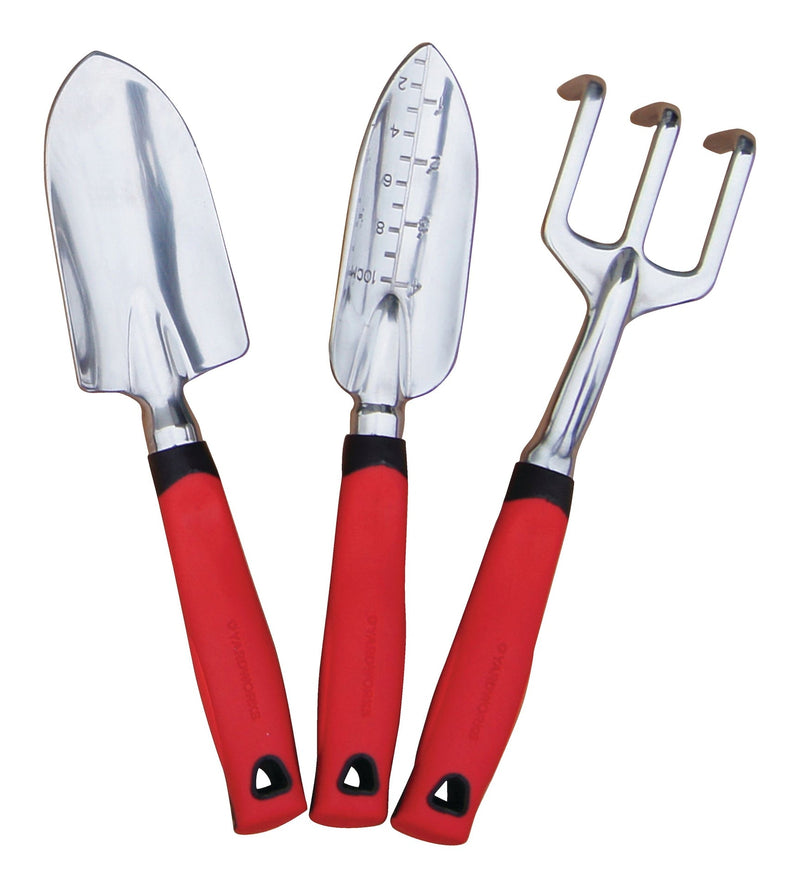 Yardworks Aluminium Garden Tool Set with Rubber Handles, Assorted Colours, 3-pc V4