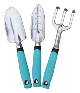 Yardworks Aluminium Garden Tool Set with Rubber Handles, Assorted Colours, 3-pc