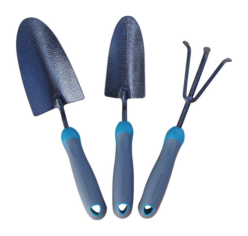 Yardworks Carbon-Steel Garden Tool Set with Rubber Handles, Hammertone Finish, 3-pc F4