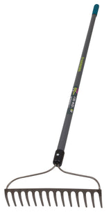 Yardworks Metal 14-Tine L-Shaped Bow Rake, 60-in, Fibreglass Shaft