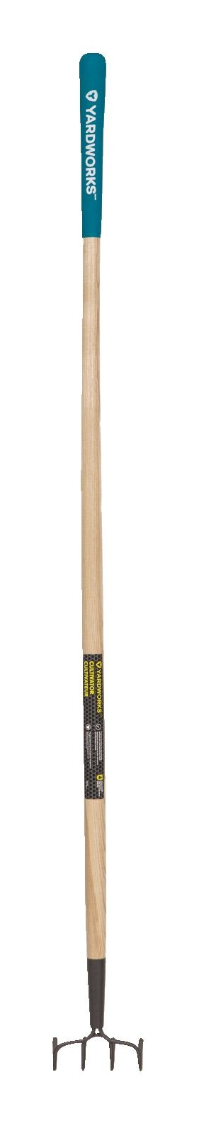 Yardworks Steel 4-Tine Cultivator, 57-in Wooden Shaft O3