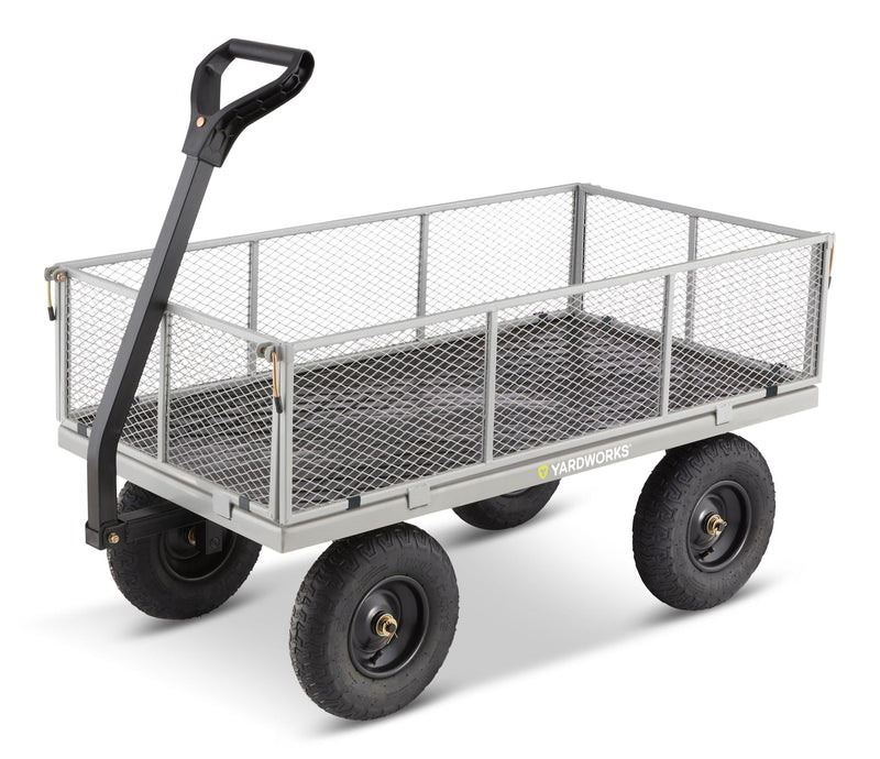 Yardworks Steel Tray 4-Wheel Mesh Garden/Yard Cart with Removable Sides, 1200-lb I4