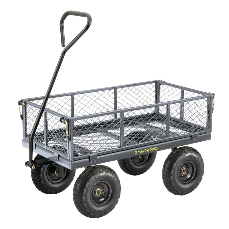 Yardworks Steel Tray 4-Wheel Removable-Sides Mesh Yard/Garden Cart 600 lb Z7