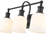Z-Lite Bryant 3-Light Vanity Light, Black with Opal Shade