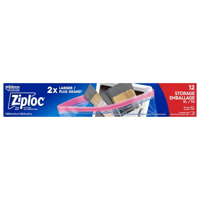 Ziploc Extra Large Reclosable Food Storage Bags, Reusable, 12-pk O7