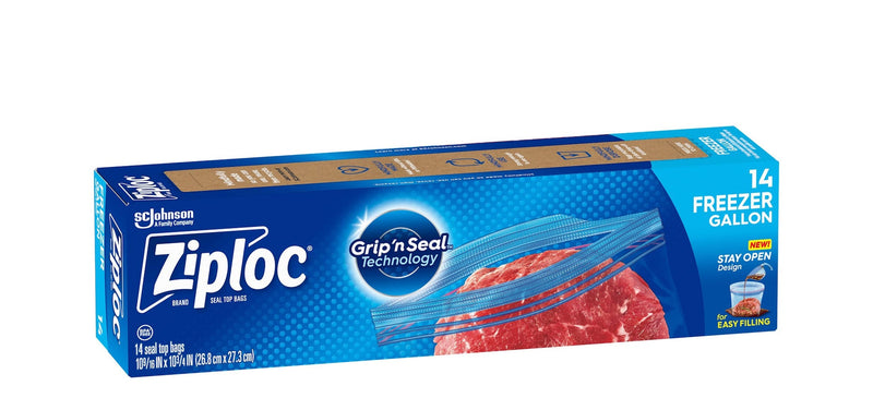 Ziploc Large Plastic Freezer Bags, 3.78-L, 14-pk D1