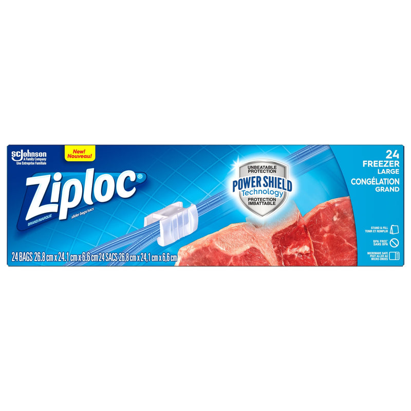Ziploc Large Slider Plastic Freezer Bag, 950-mL, 24-pk A5