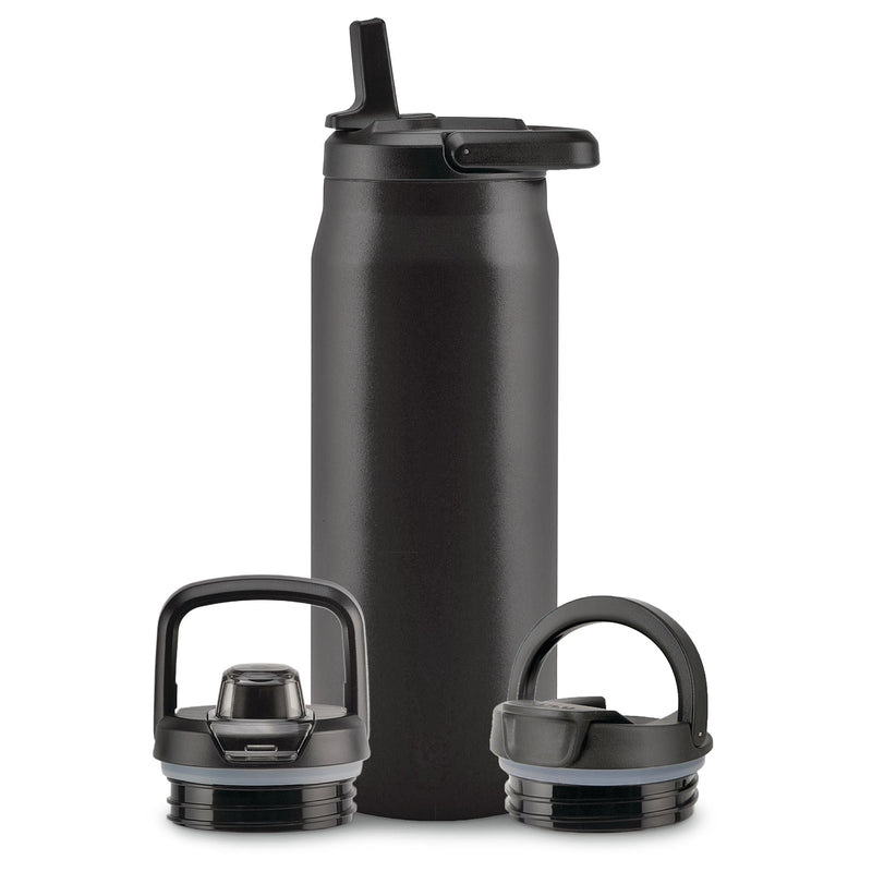 Zulu Core Vacuum Insulated Stainless Steel Bottle, 32-oz, Black, with Multi Lid K6
