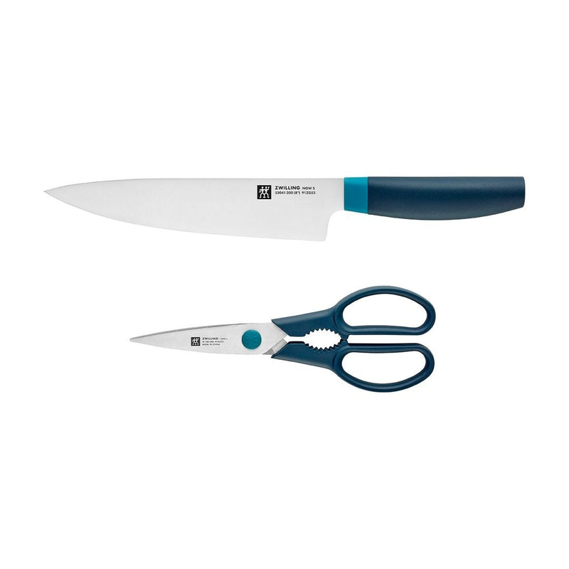 Zwilling Now Multi-Purpose Stainless Steel Chef's Knife & Scissors/Shears Set, Blue, 2-pc T2